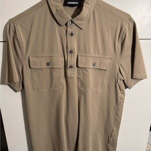 Express Men's Casual Tan Button Down Shirt